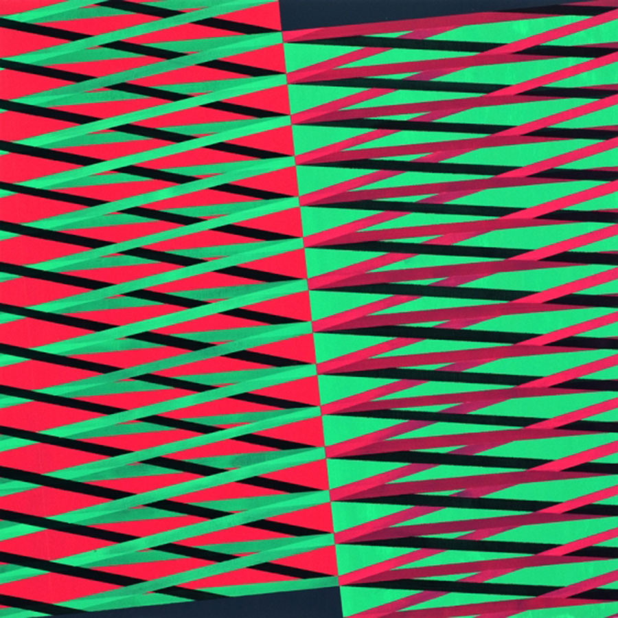 MAGENTA-GRÜN I 2012, Acryl auf MDF, 60x60 cm